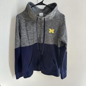 Knights Apparel Women’s Michigan Sweatshirt Zip Up Navy Blue And Gray Size Large